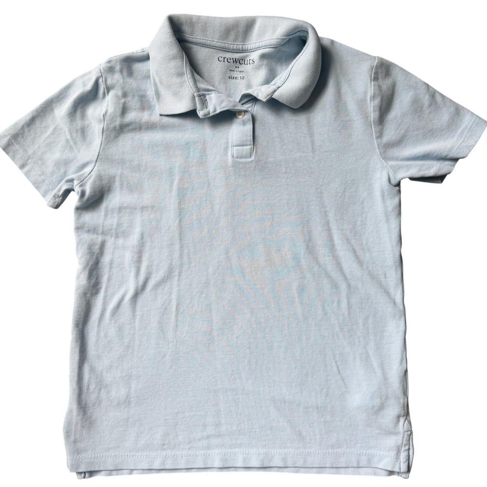 Crewcuts J.Crew Factory Light Blue Piqué Short Sleeve Polo Boys Sz 12 Preppy